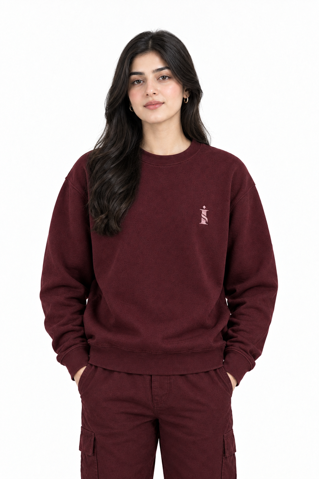 Women Maroon Sweat Shirt